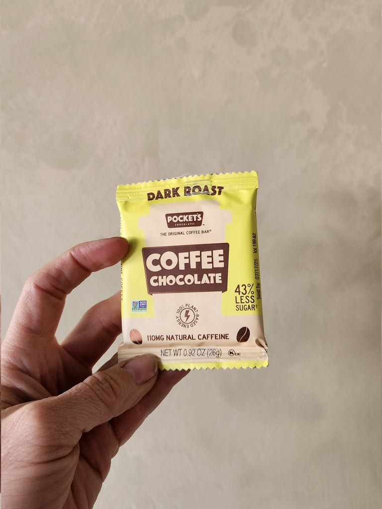 A single serve bar of chocolate that has coffee in it. 