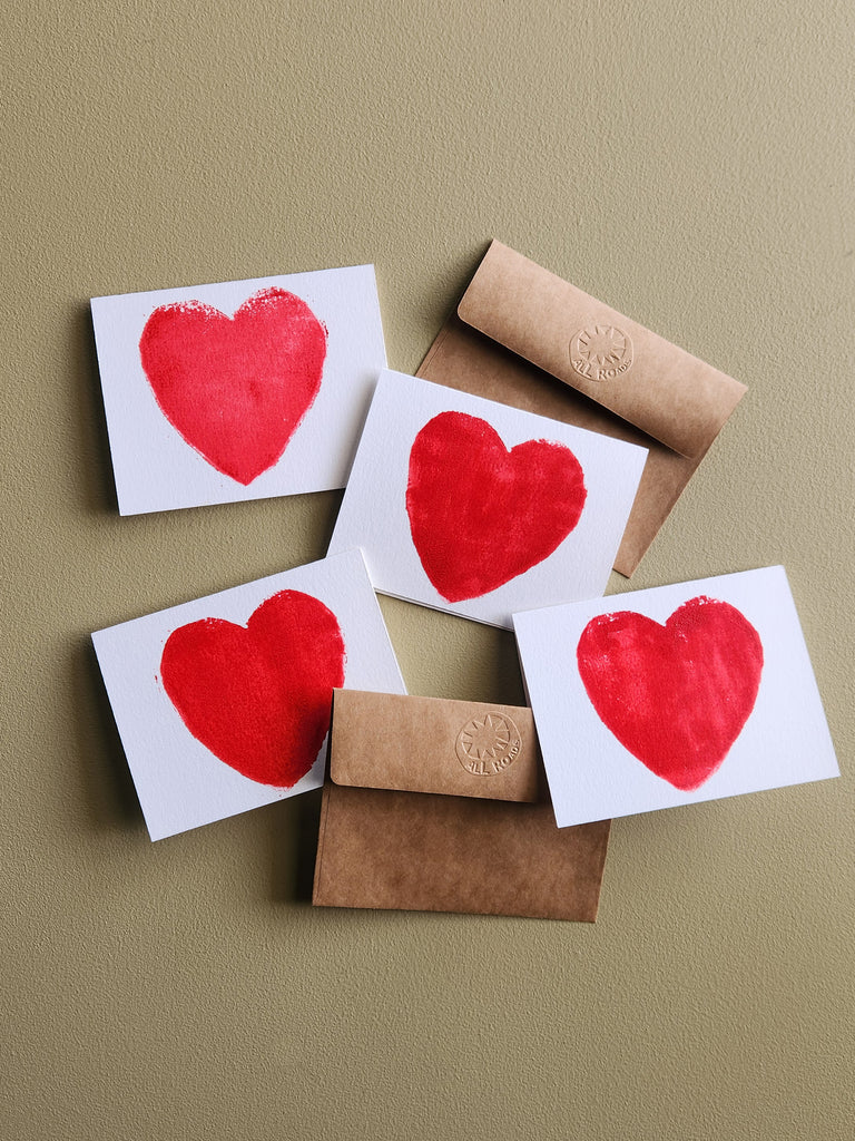 Block Print Note Card - Heart