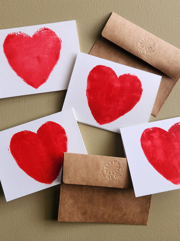 Block Print Note Card - Heart