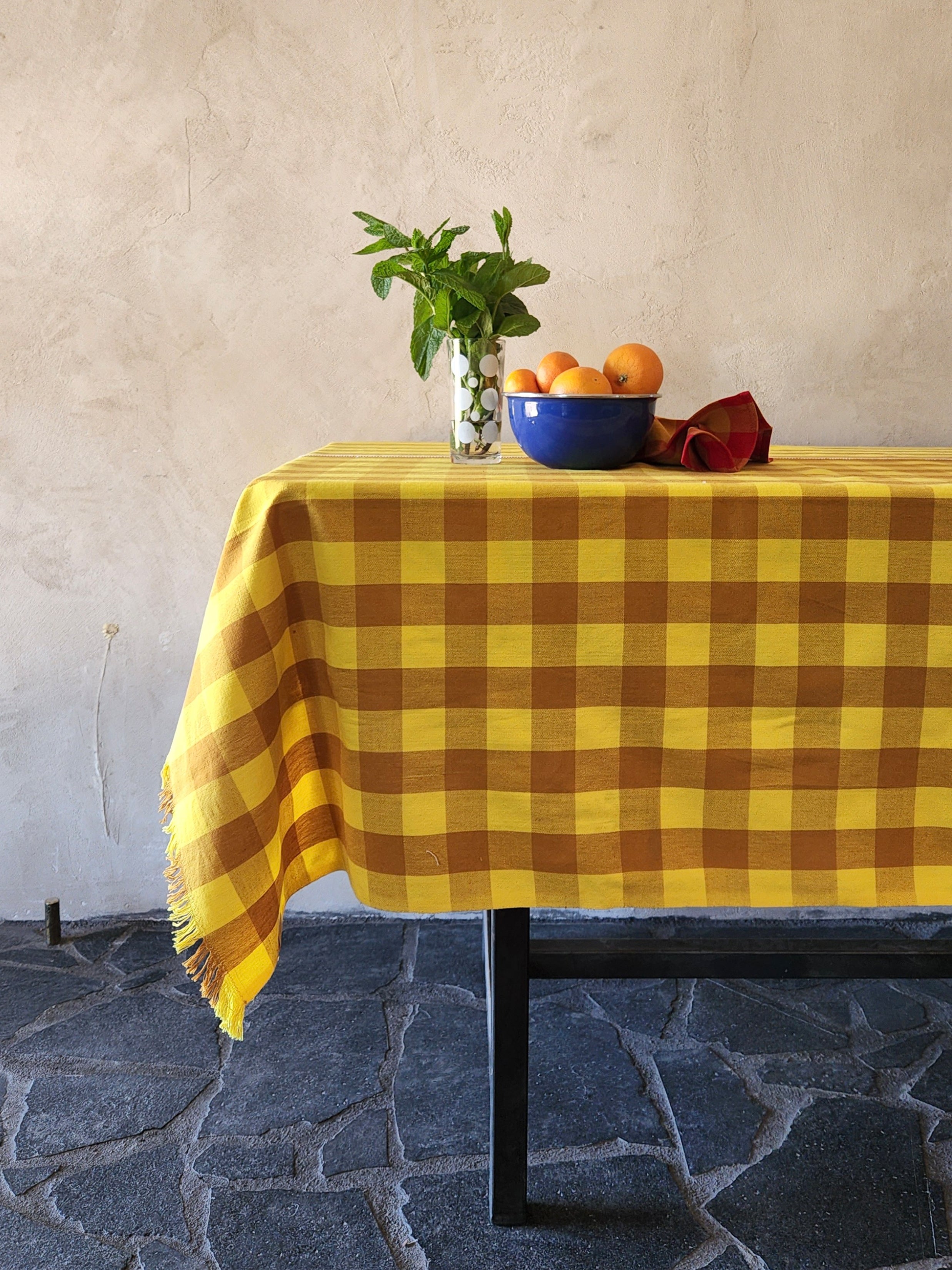 Gray Plaid and Mustard Yellow Tea Towels