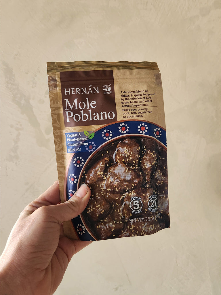 A pouch of mole poblano paste.